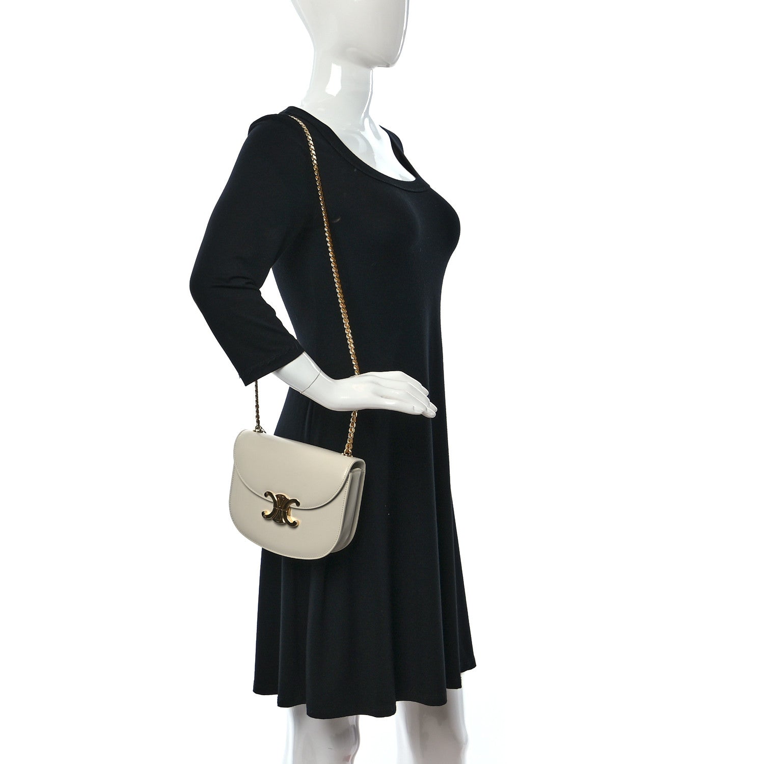 Celine Shiny Calfskin Teen Besace Chain Triomphe White 2 of 12