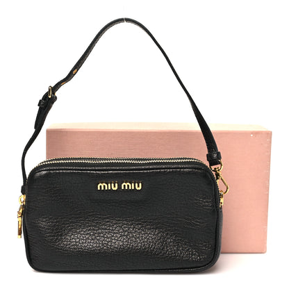 Miu Miu Goatskin Madras Double Zip Pochette Clutch Black 11 of 11
