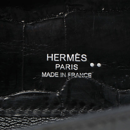 Hermes Shiny Niloticus Crocodile Kelly Cut Pochette Black 6 of 21