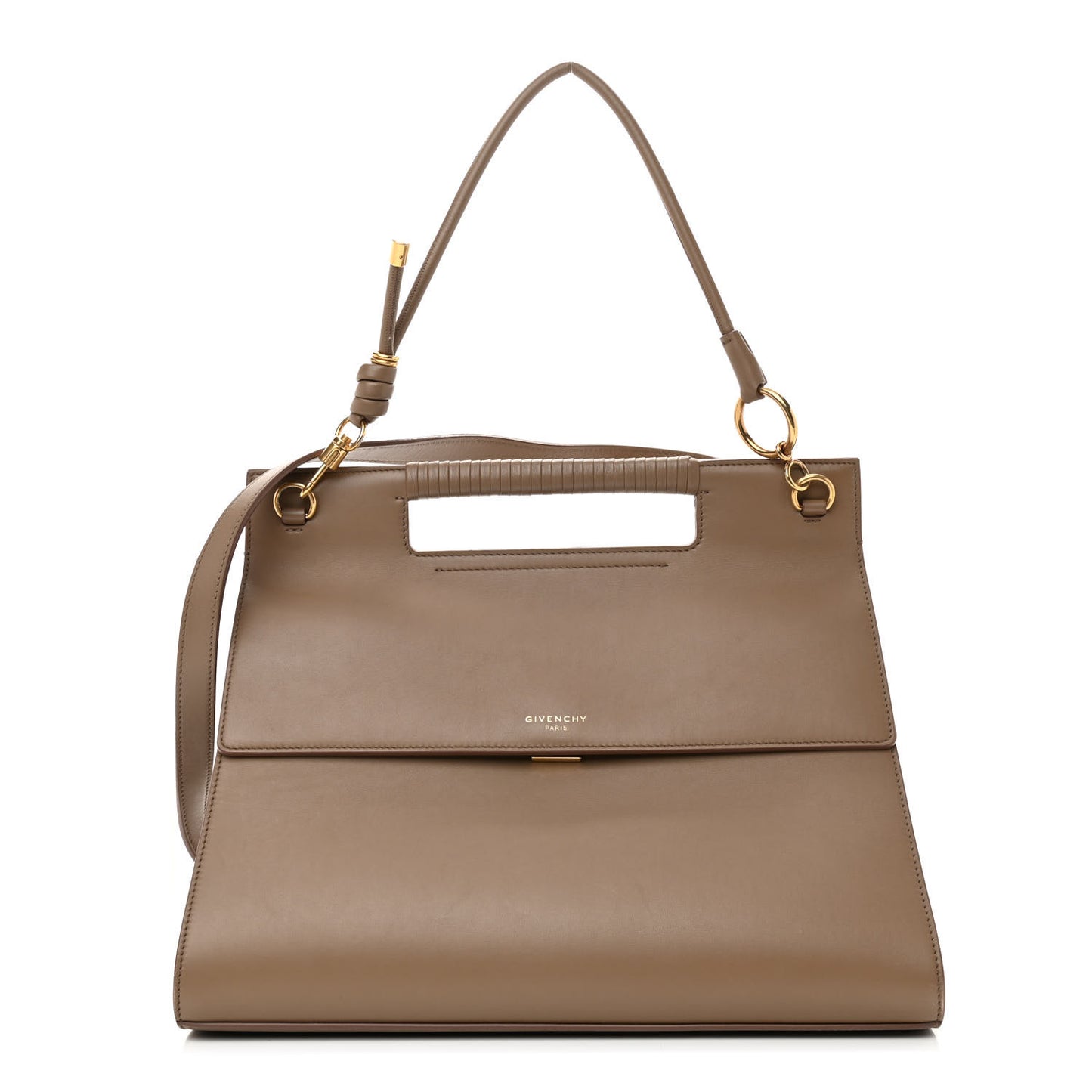 Calfskin Large Whip Top Handle Shoulder Bag Taupe