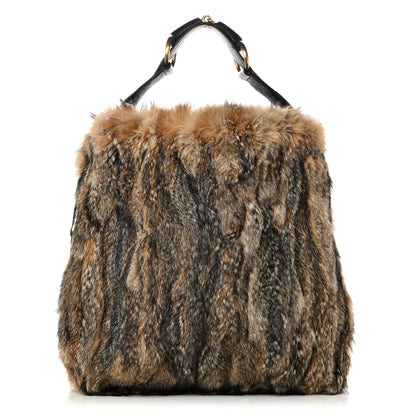 Gucci Raccoon Fur Large Horsebit Chain Hobo Brown 1 of 12