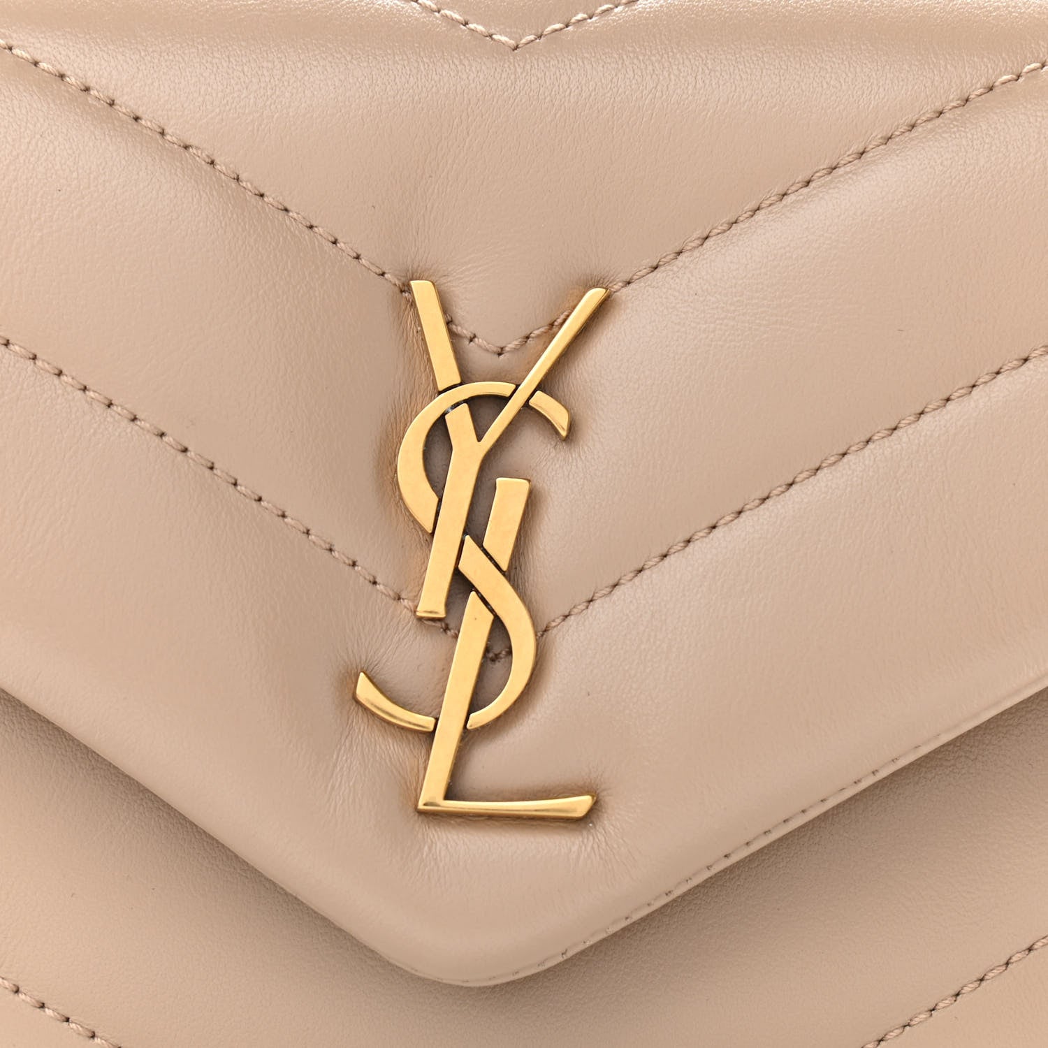 Saint Laurent Calfskin Y Quilted Monogram Toy Loulou Crossbody Bag Dark Beige 7 of 11