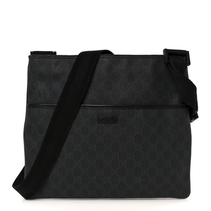 Gucci GG Plus Monogram Medium Flat Messenger Bag Black 1 of 11