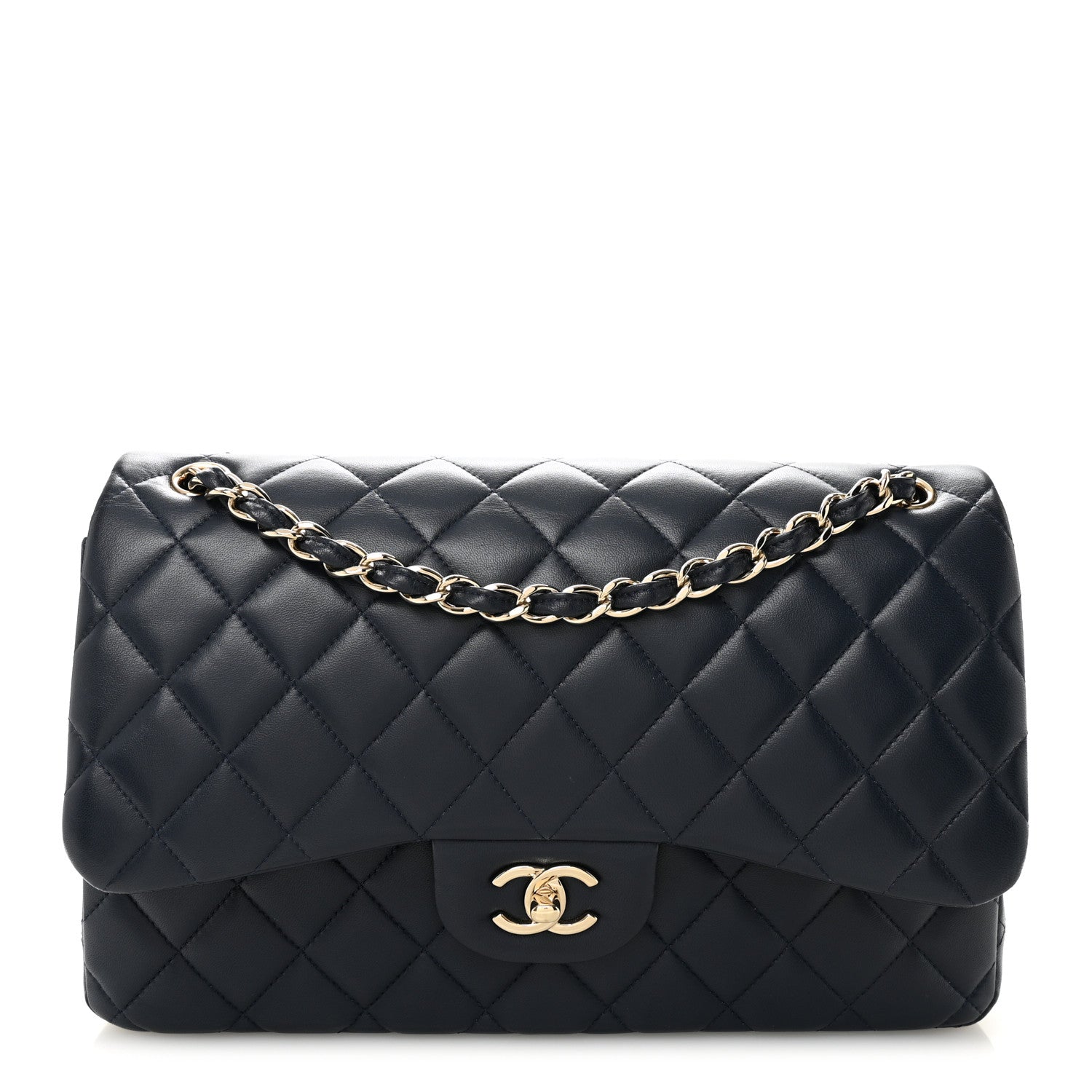 Chanel Lambskin Quilted Jumbo Double Flap Navy 1 of 11