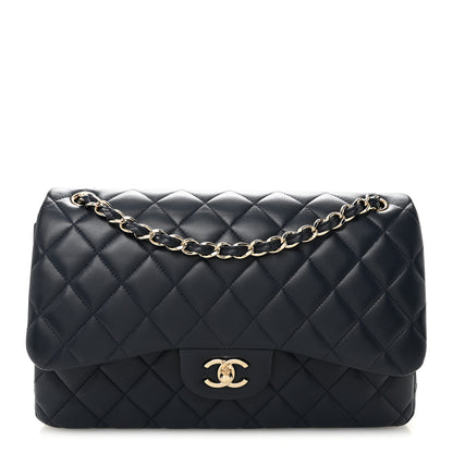 Chanel Lambskin Quilted Jumbo Double Flap Navy 1 of 11
