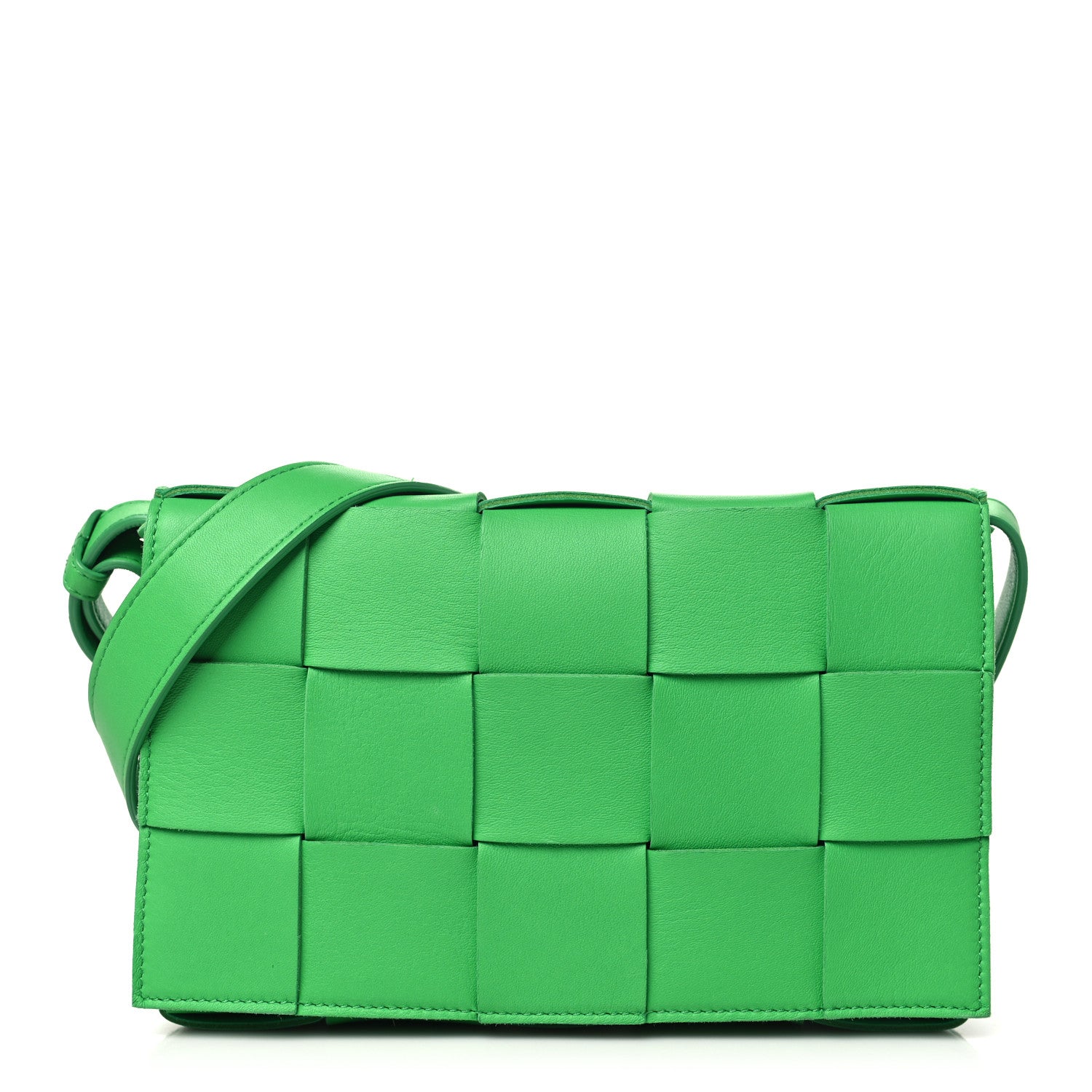 Bottega Veneta Lambskin Maxi Intrecciato Cassette Crossbody Bag Grass 1 of 9