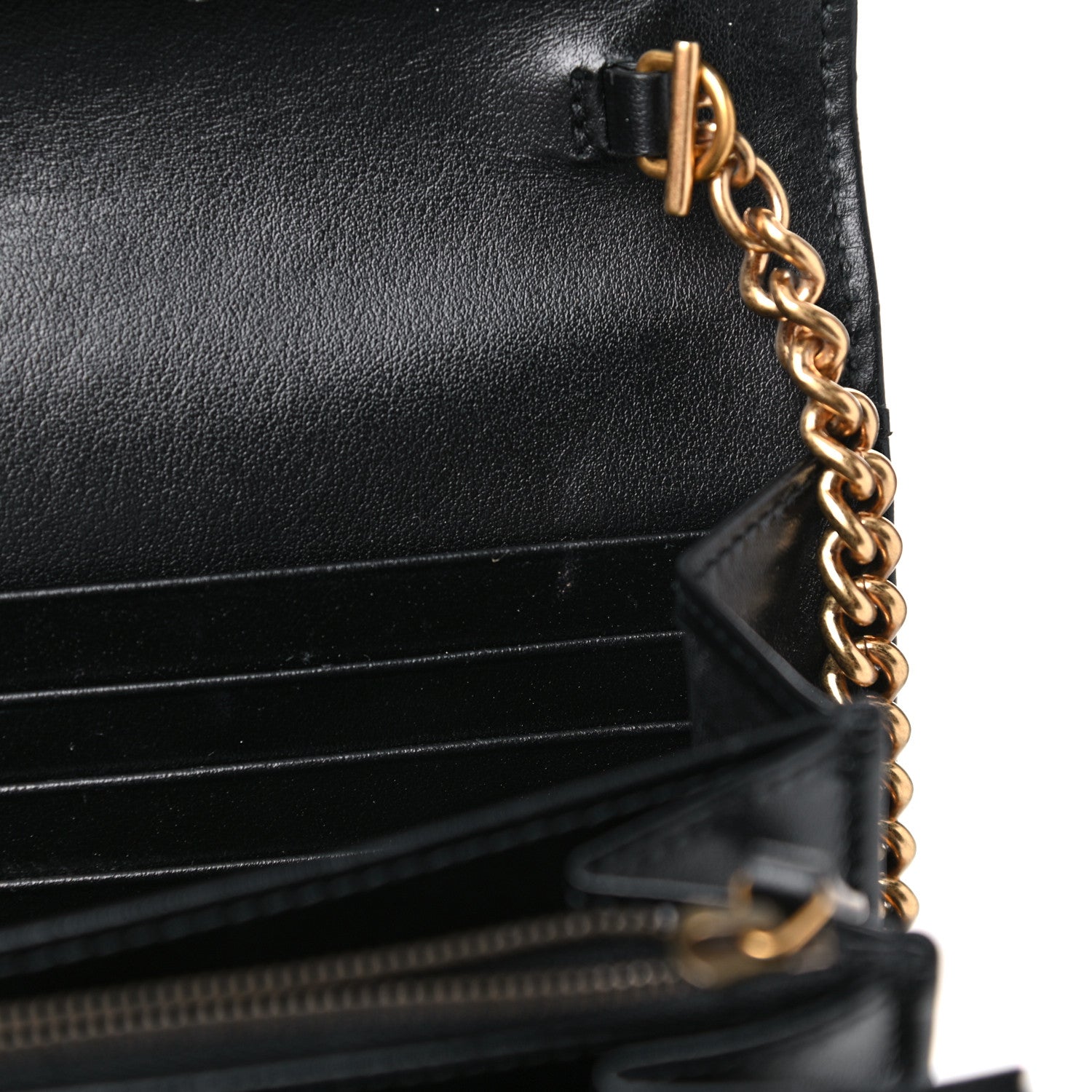 Gucci Calfskin Matelasse GG Marmont Chain Wallet Black 10 of 14