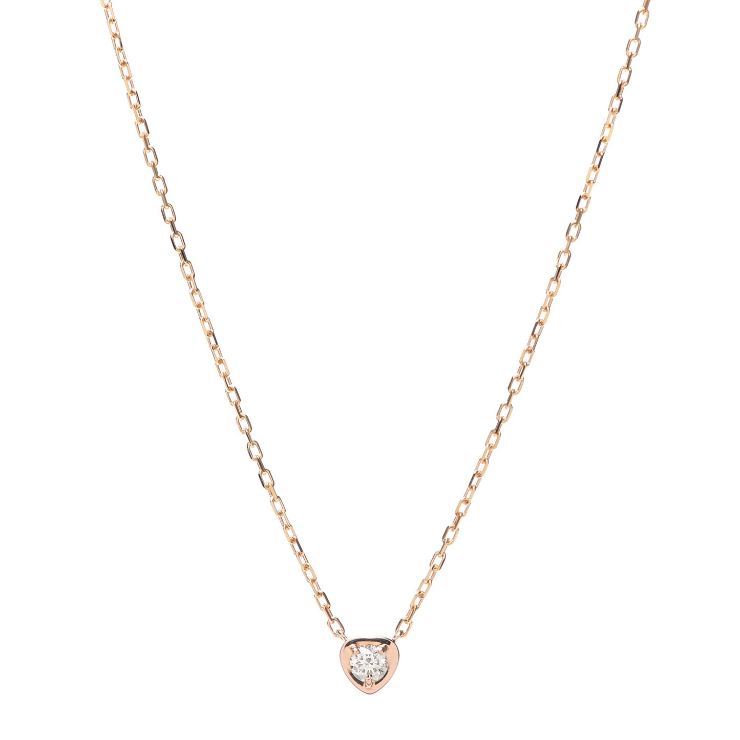 18K Pink Gold Diamond D'Amour Heart Pendant Necklace