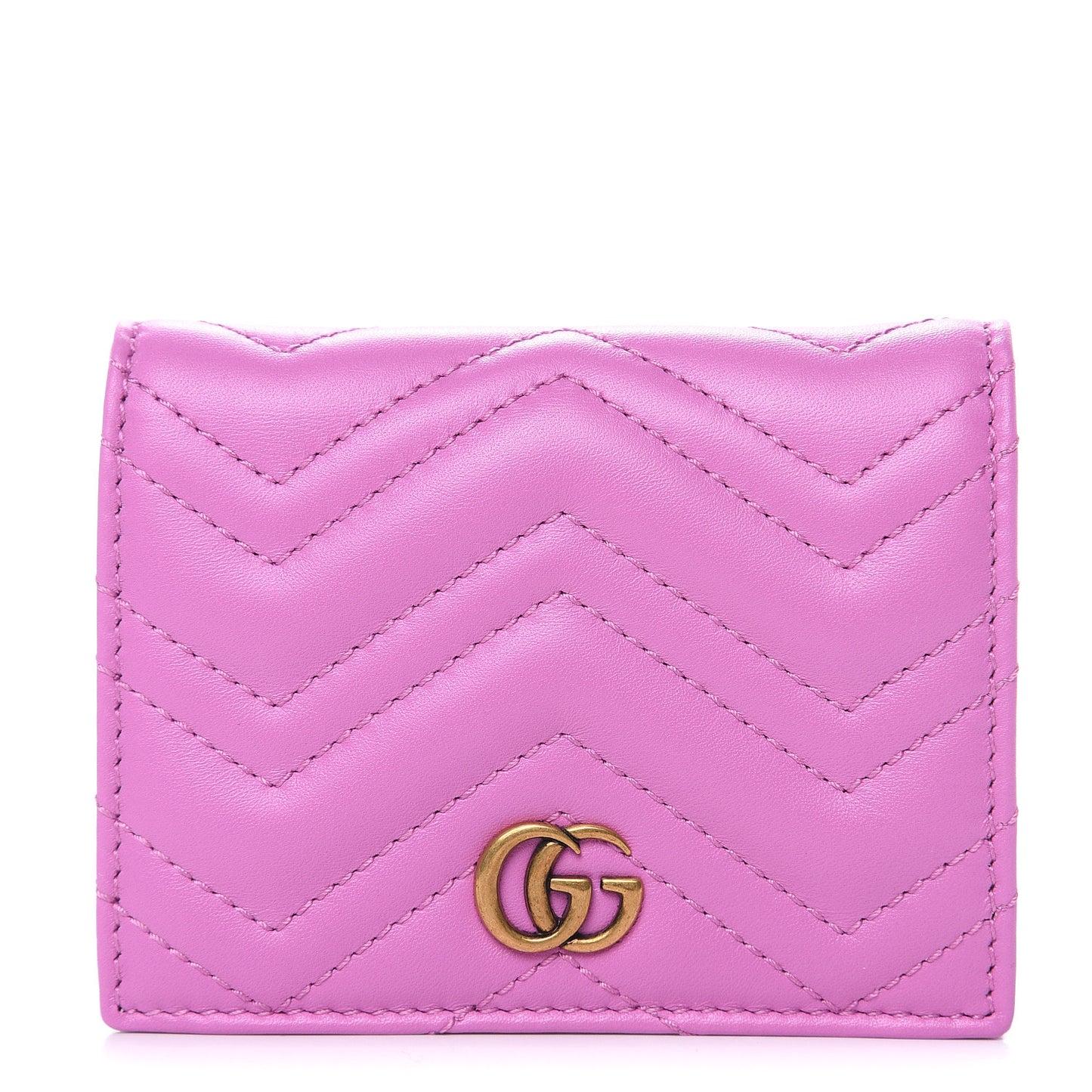 Calfskin Matelasse GG Marmont Card Case Candy Mousse