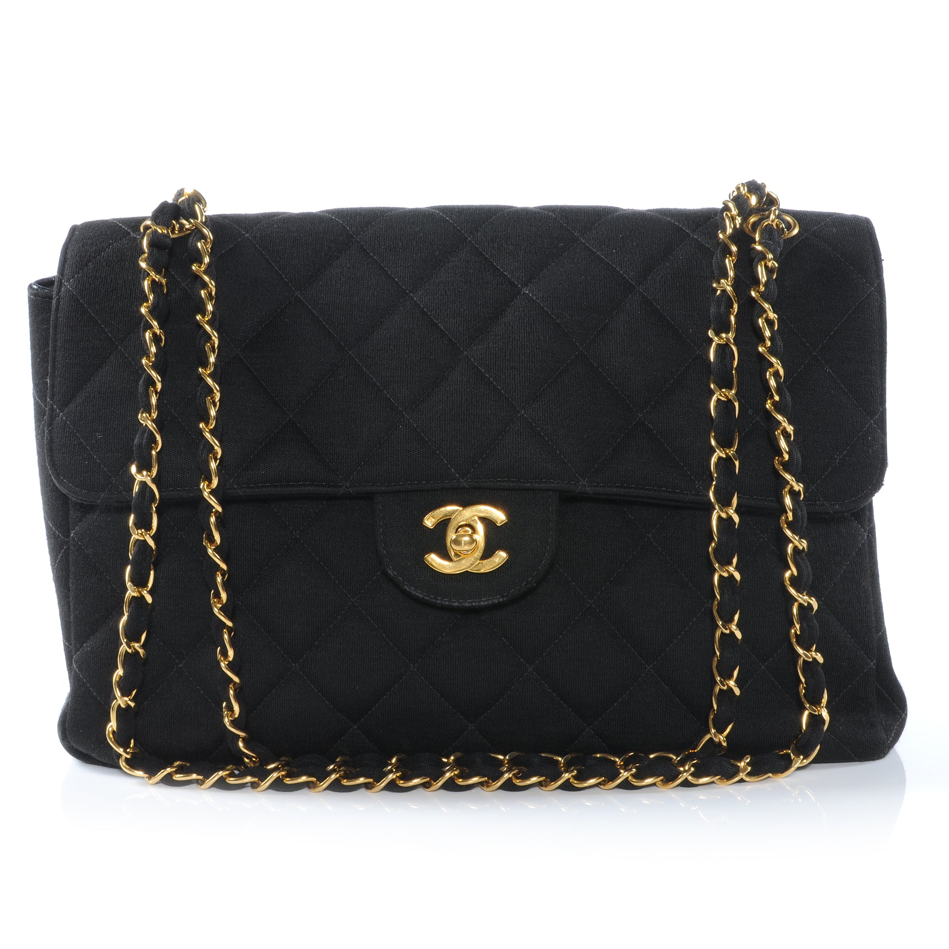 Chanel Jersey Double Sided Jumbo Flap Black 1 of 12