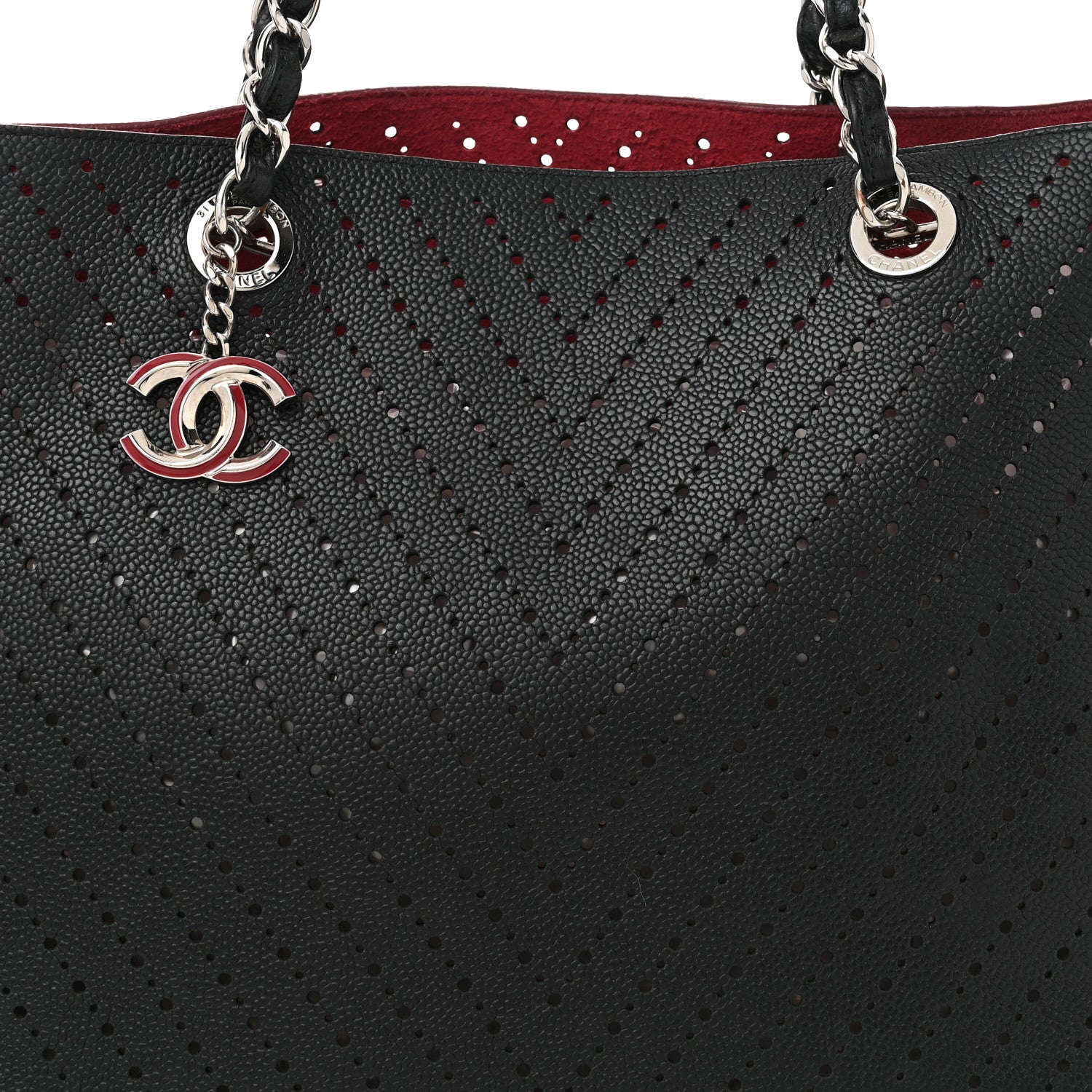 Chanel Perforated Grained Calfskin Large Shopping Tote Black 9 of 12