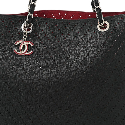 Chanel Perforated Grained Calfskin Large Shopping Tote Black 9 of 12