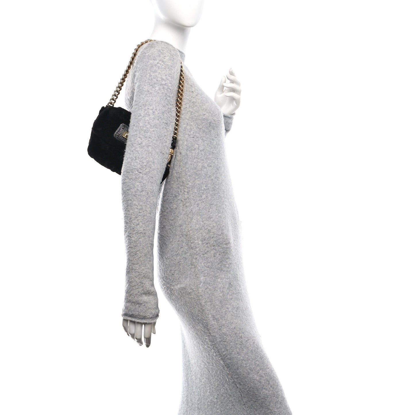 Faux Fur Clutch Black