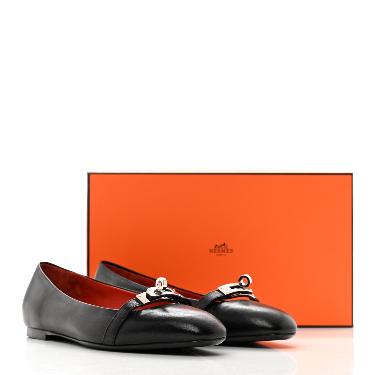 Hermes Goatskin Bilbao Ballerina Flats 38 Black 9 of 9