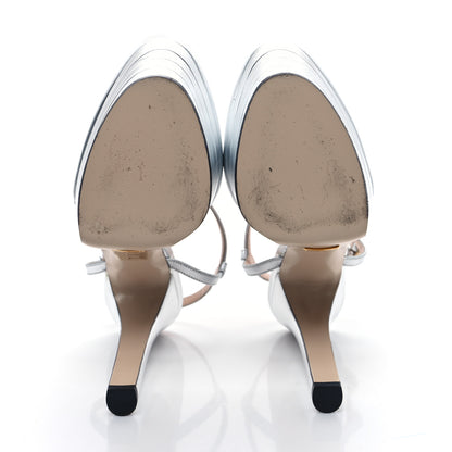 Gucci Metallic Nappa T Strap Platform Pumps 38 Argento 5 of 7