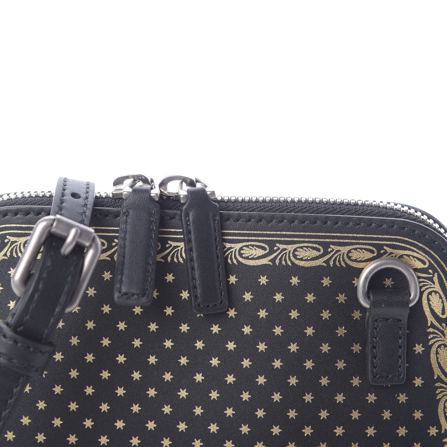 Gucci X SEGA Calfskin GUCCY Stars Mini Dome Shoulder Bag Black Gold 10 of 10