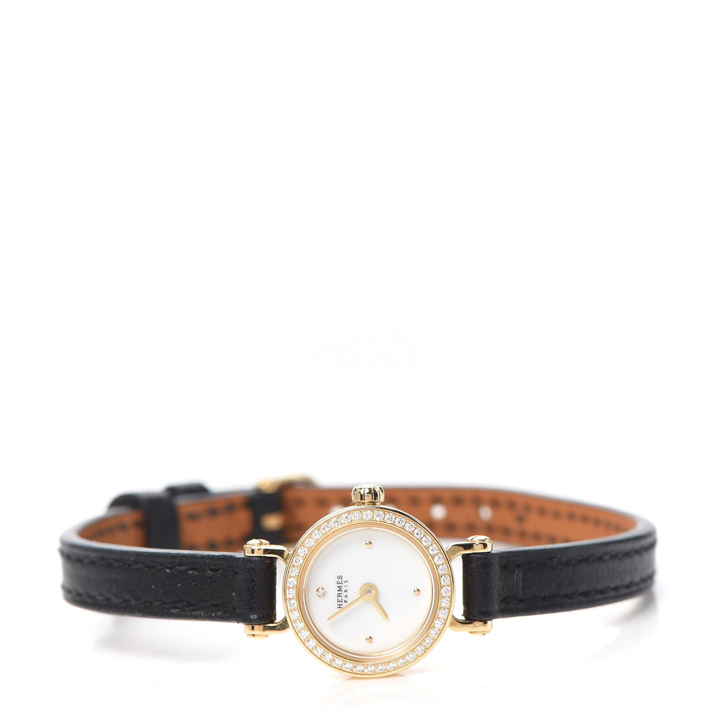 18K Yellow Gold Barenia Diamond 16mm Faubourg Quartz Watch Noir
