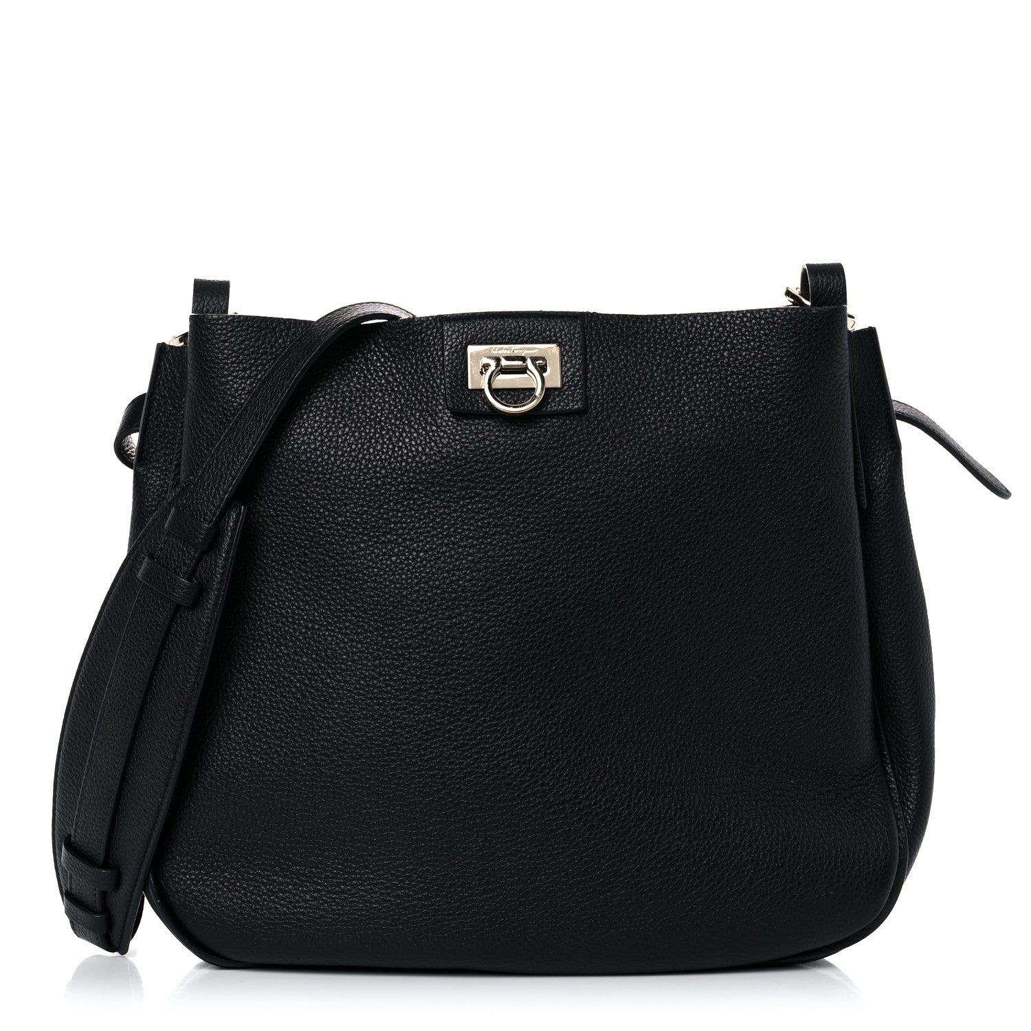 Salvatore Ferragamo Calfskin Reverse Hobo Black 1 of 13