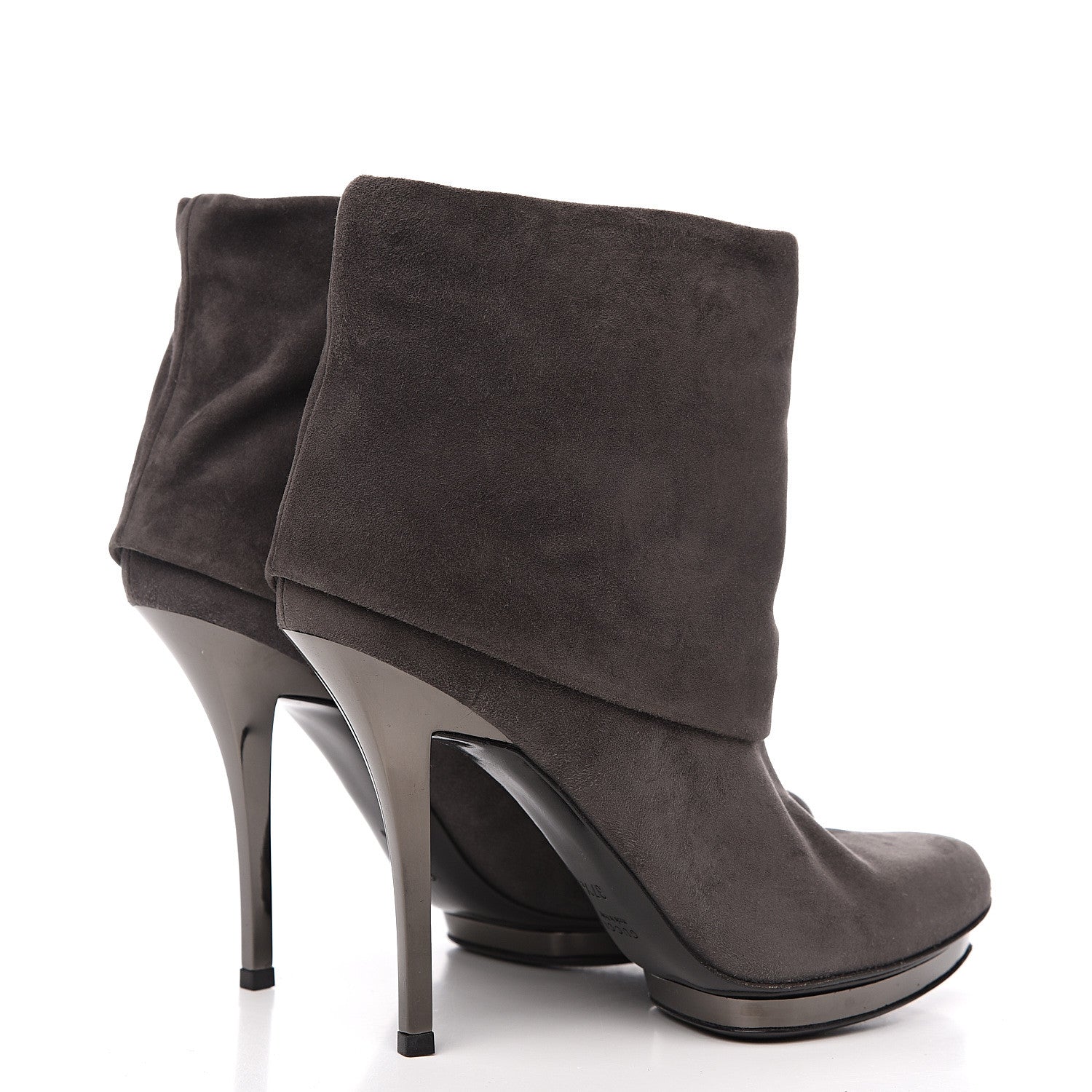 Gucci Suede Platform Foldover Ankle Boots 37.5 Grey 4 of 8