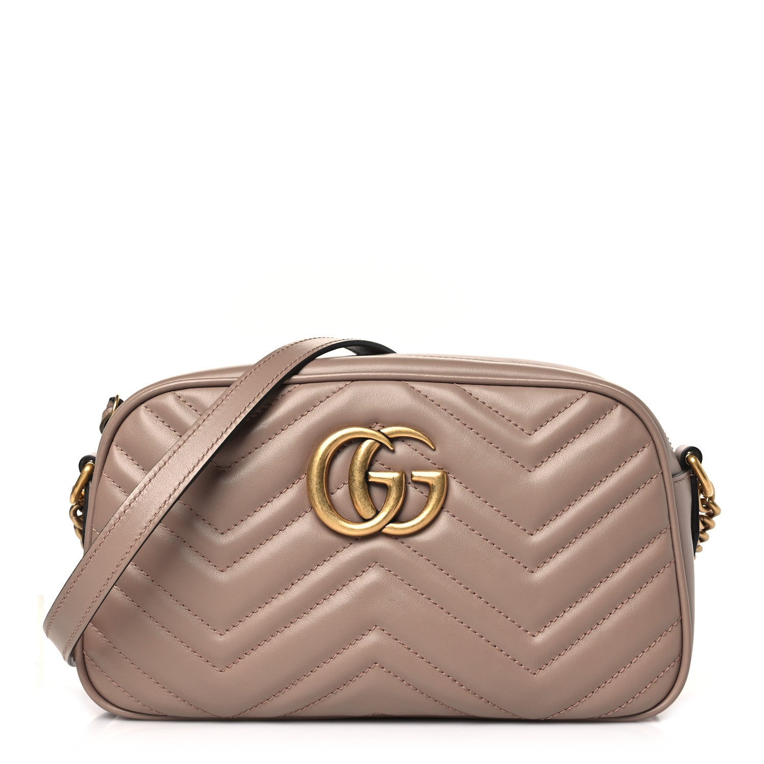 Gucci Calfskin Matelasse Small GG Marmont Chain Shoulder Bag Porcelain Rose 1 of 10