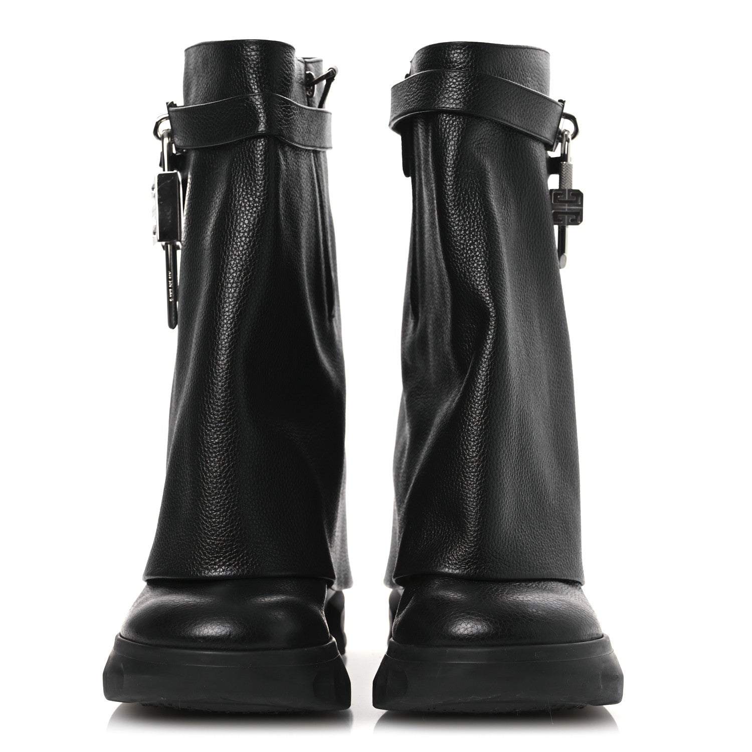 Givenchy Grained Calfskin Shark Lock Biker Ankle Boots 38 Black 3 of 13