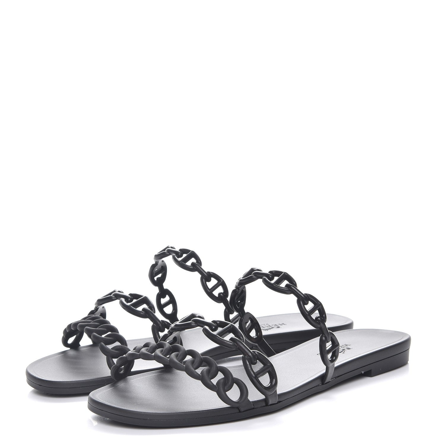 Hermes Rubber Chaine d'Ancre Rivage Sandals 35 Black 3 of 8