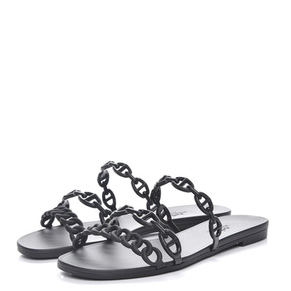 Hermes Rubber Chaine d'Ancre Rivage Sandals 35 Black 3 of 8