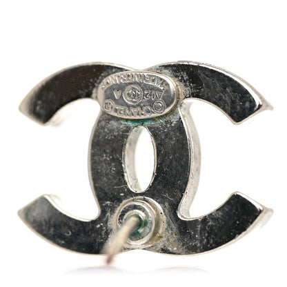 Chanel Crystal Timeless CC Earrings Silver 10 of 10