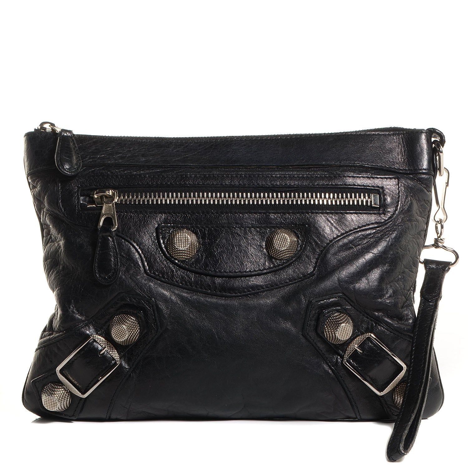 Balenciaga Chevre Giant 21 Silver Hardware Flat Handle Clutch Black 1 of 11