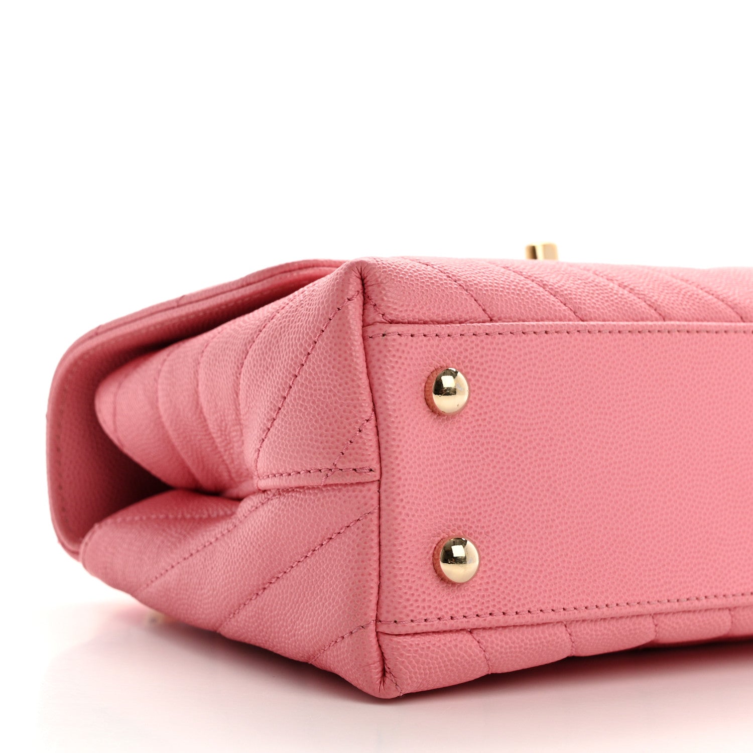 Chanel Caviar Chevron Quilted Mini Coco Handle Flap Pink 9 of 10