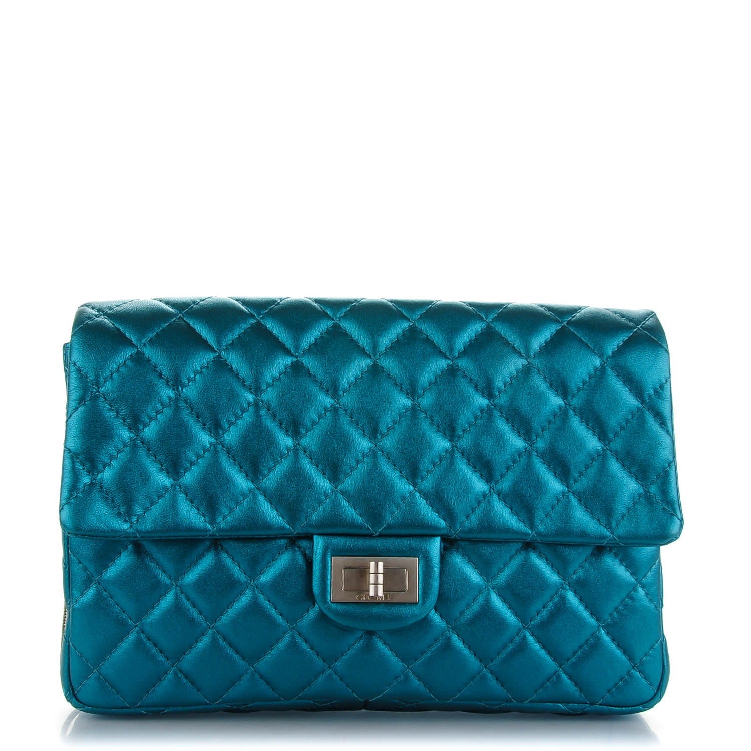 Chanel Metallic Calfskin Quilted Snake Chain 2.55 Reissue Flap Turquoise 1 of 7