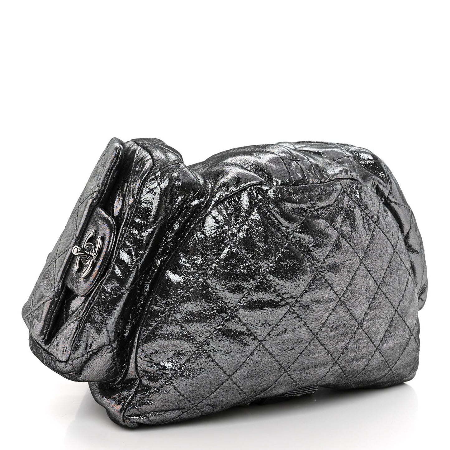Iridescent Calfskin Backpack Is Back Dark Grey