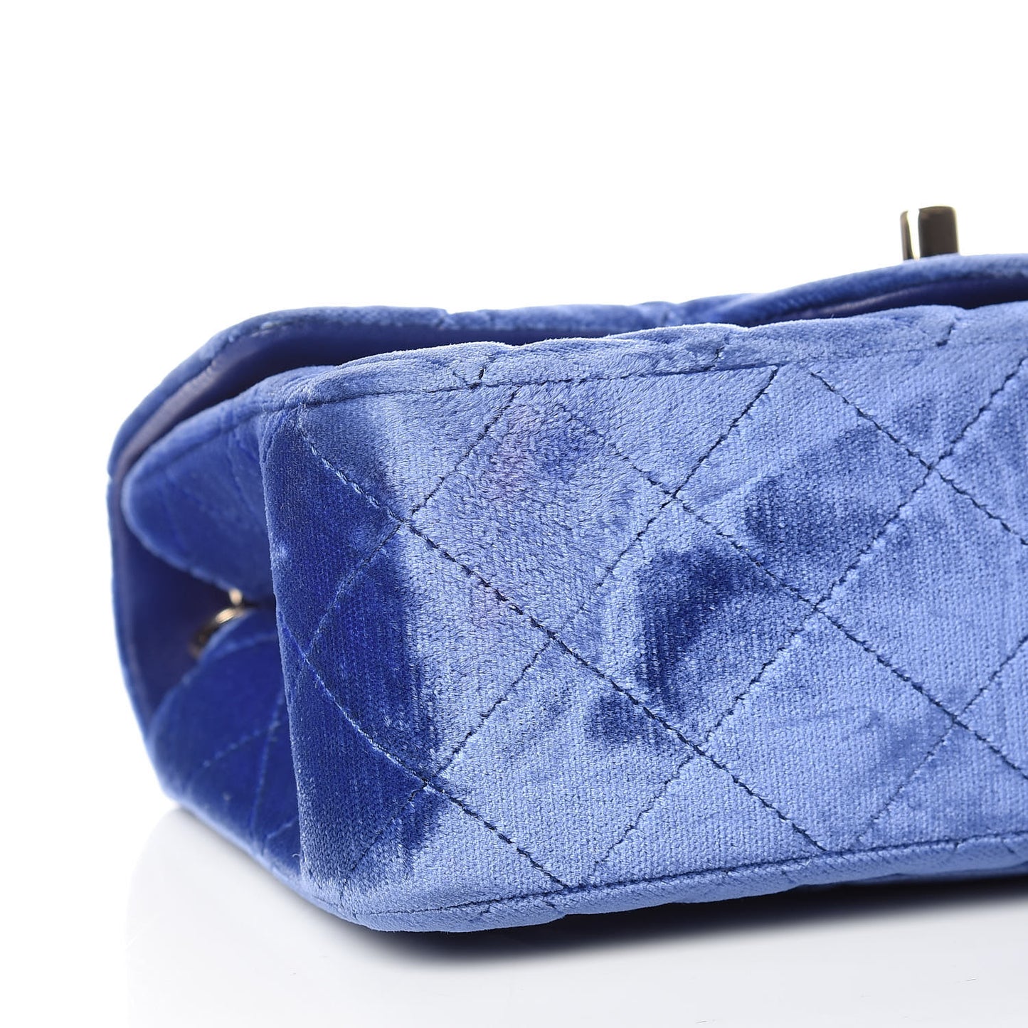 Velvet Quilted Mini Rectangular Flap Blue