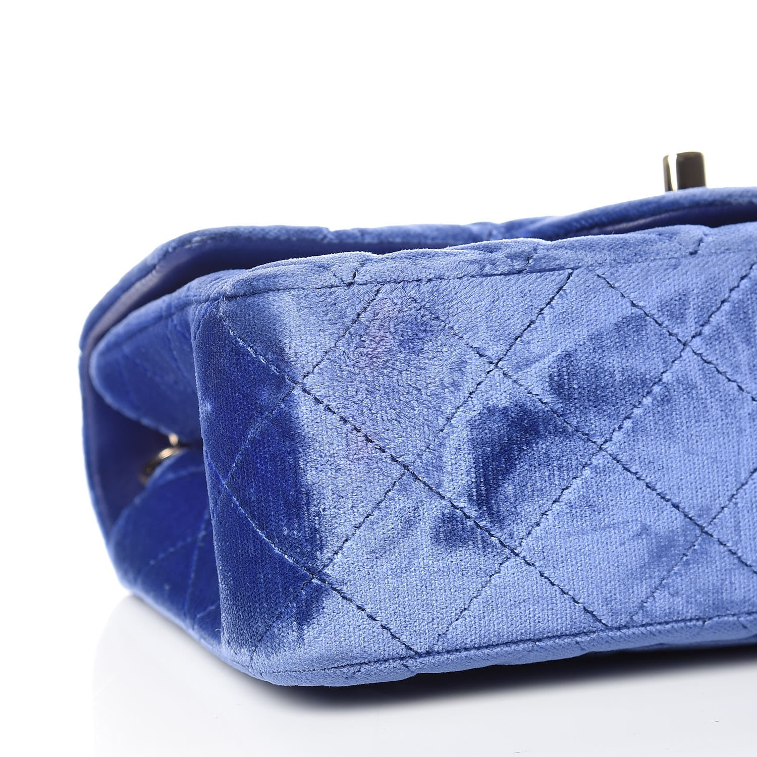 Chanel Velvet Quilted Mini Rectangular Flap Blue 5 of 10
