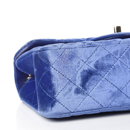 Chanel Velvet Quilted Mini Rectangular Flap Blue 5 of 10