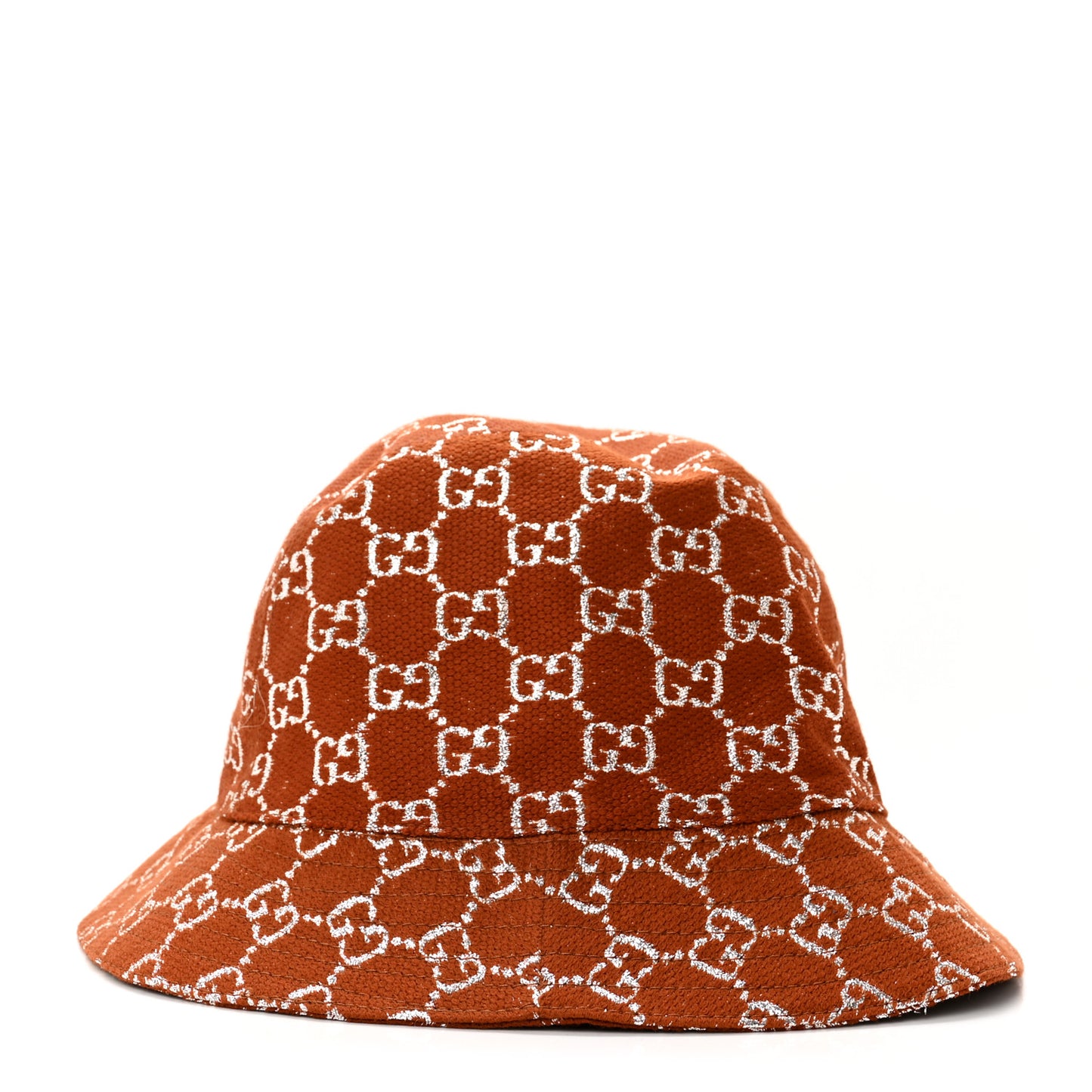 Canvas Lame GG Monogram Bucket Hat S Burnt Orange Silver