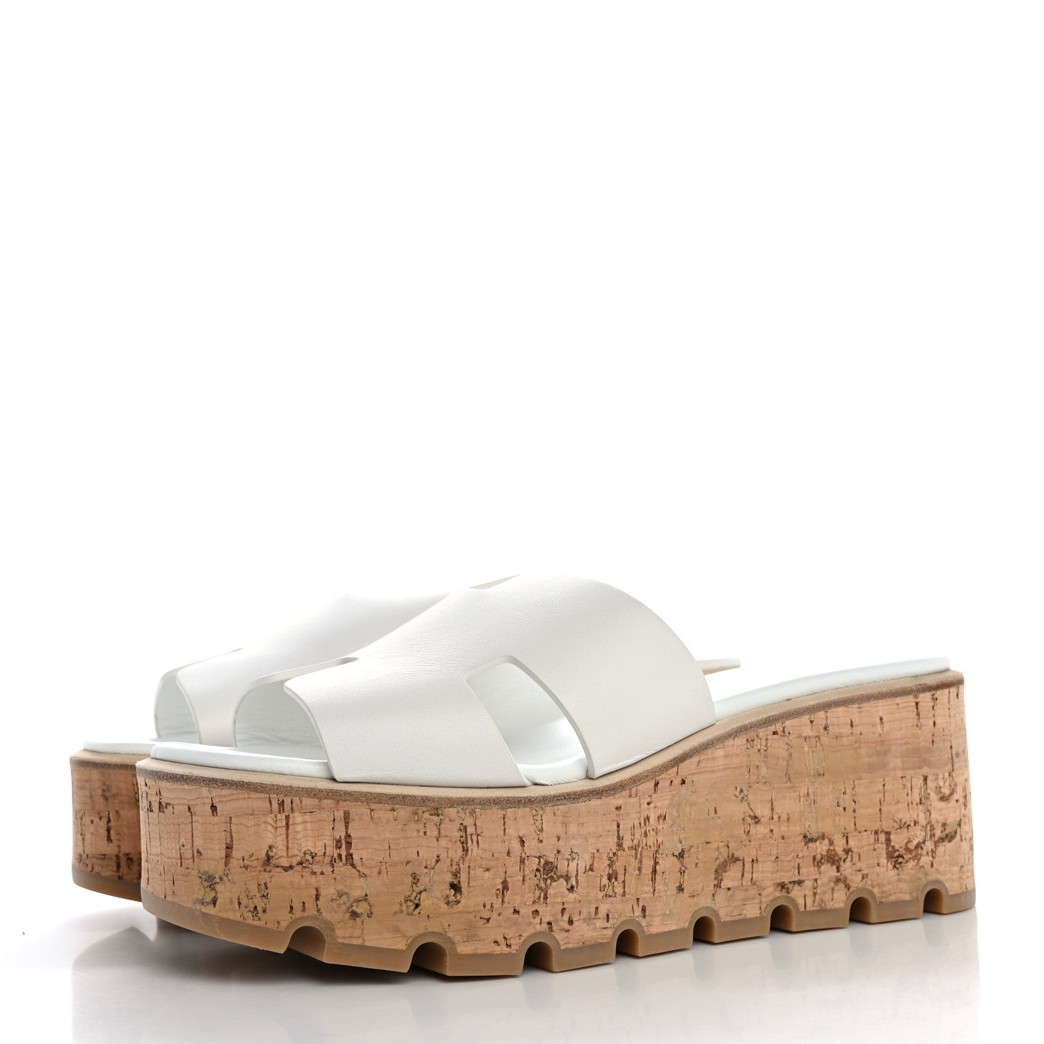 Hermes Calfskin Cork Eze 30 Sandals 37 White 4 of 12