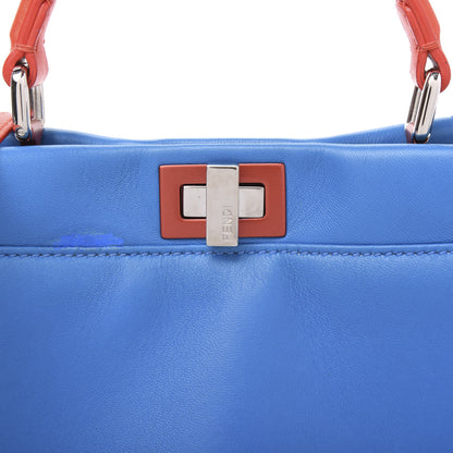 Fendi Nappa Colorblock Mini Peekaboo Iconic Satchel Blue Royal Papavero Cuoio 11 of 11