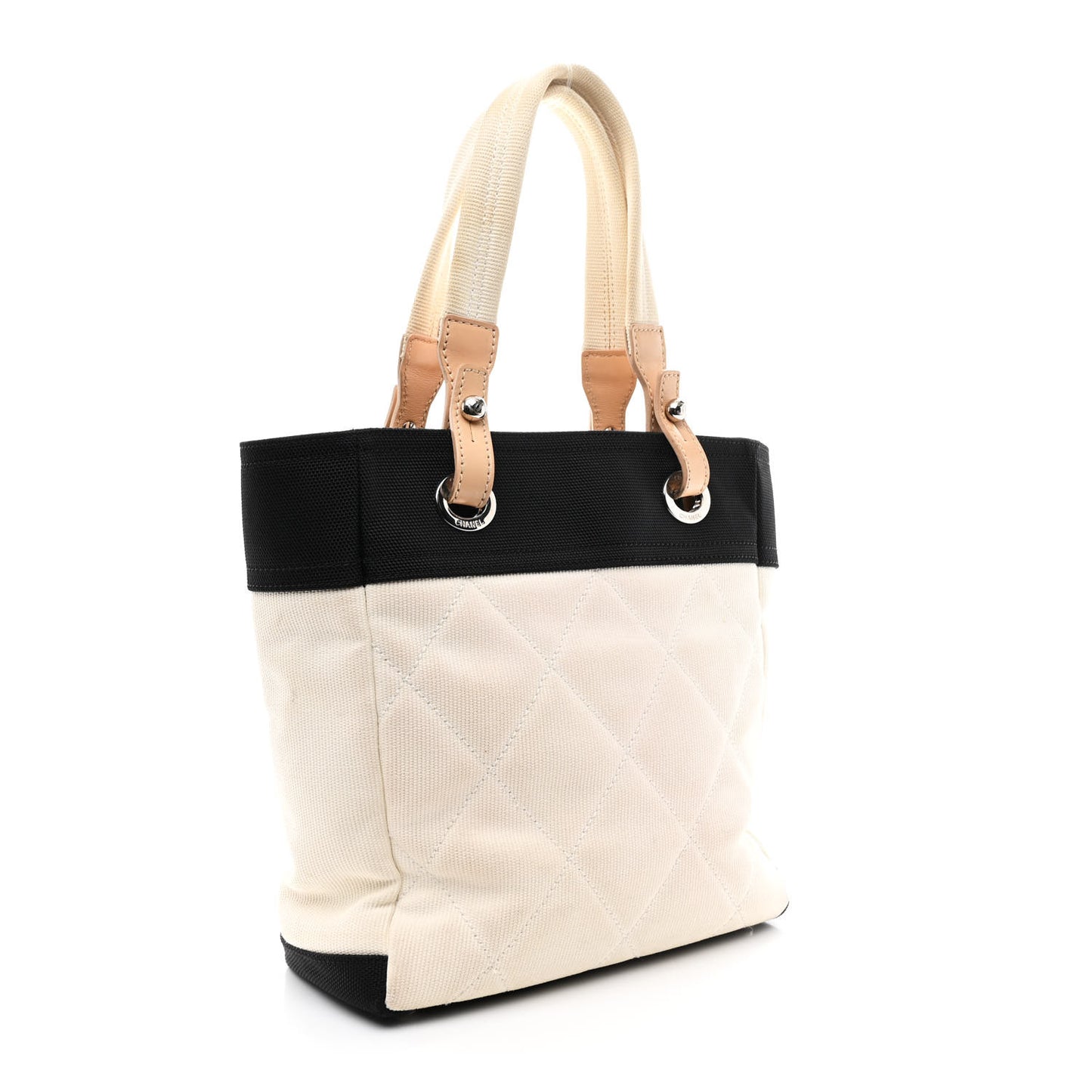 Canvas Paris Biarritz Small Tote White Black