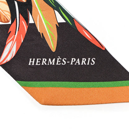 Hermes Silk La Danse Pacifique Twilly Vert Vif Corail 2 of 8