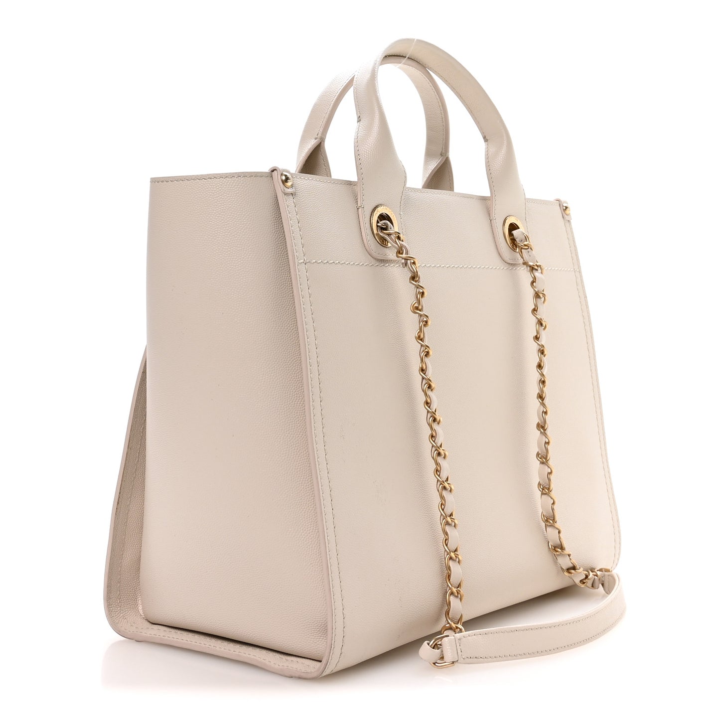 Caviar Small Studded Deauville Tote Ivory