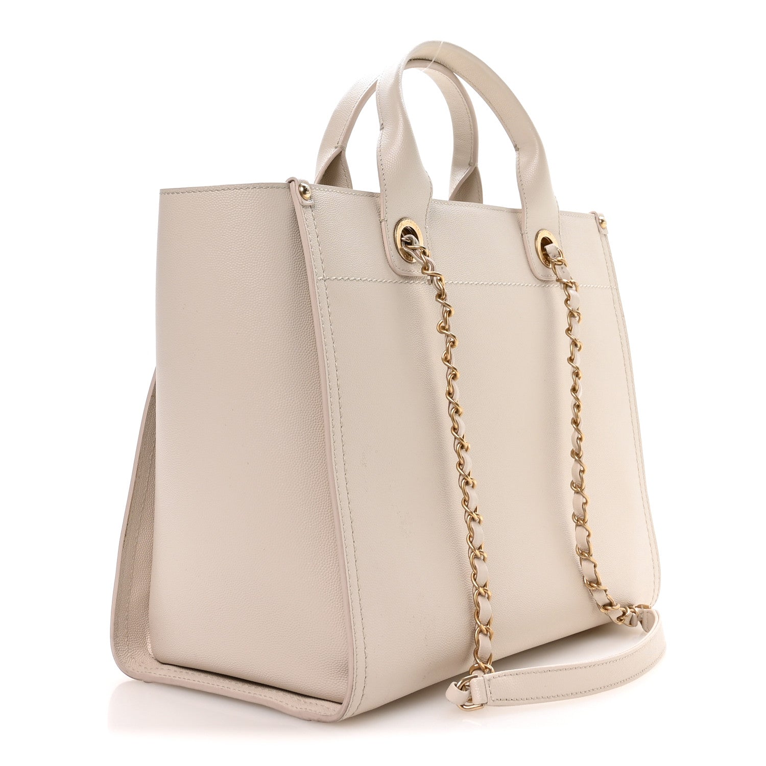 Chanel Caviar Small Studded Deauville Tote Ivory 3 of 10