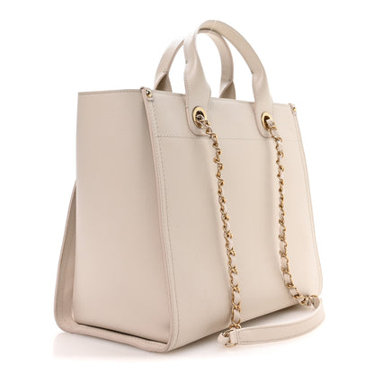 Chanel Caviar Small Studded Deauville Tote Ivory 3 of 10