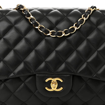 Chanel Lambskin Quilted Jumbo Single Flap Black 7 of 10