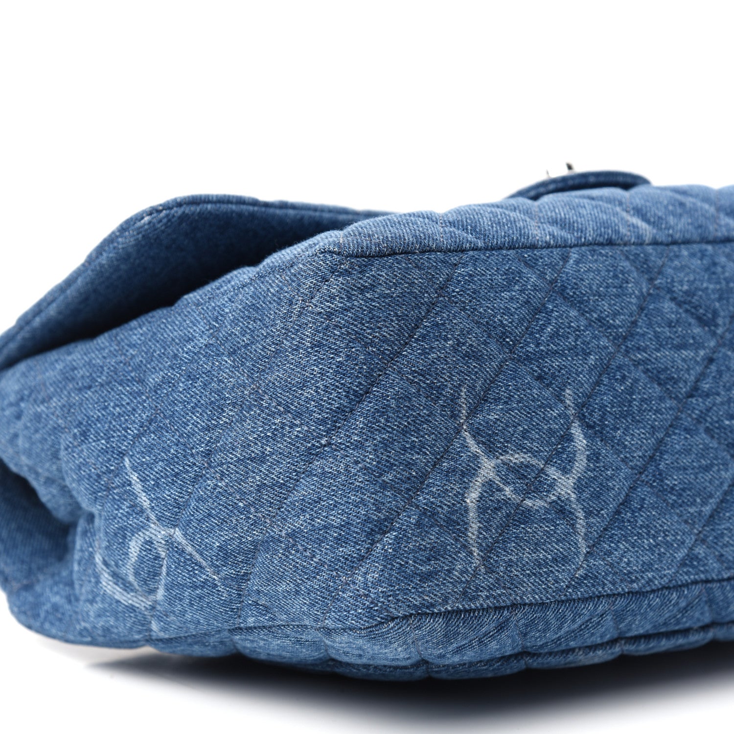 Chanel Denim Quilted CC Print Jumbo Single Flap Blue 8 of 10