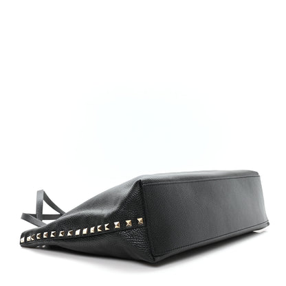 Valentino Garavani Grained Calfskin Small Rockstud Flip Lock Tote Black Rose Quartz 4 of 9