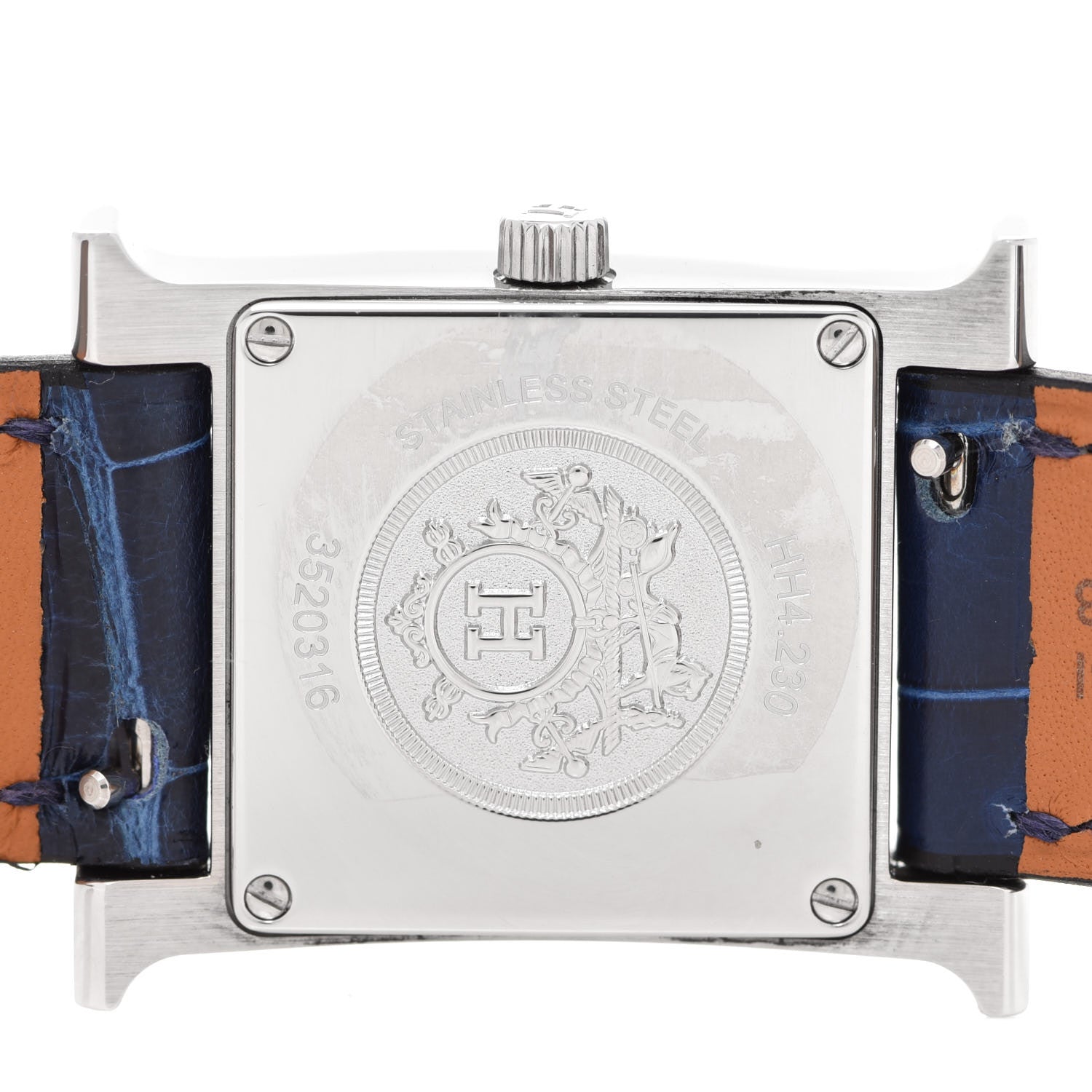 Hermes Stainless Steel Alligator Diamond Bezel Aventurine 21mm Heure H Hour Quartz Watch Bleu Saphir 4 of 4