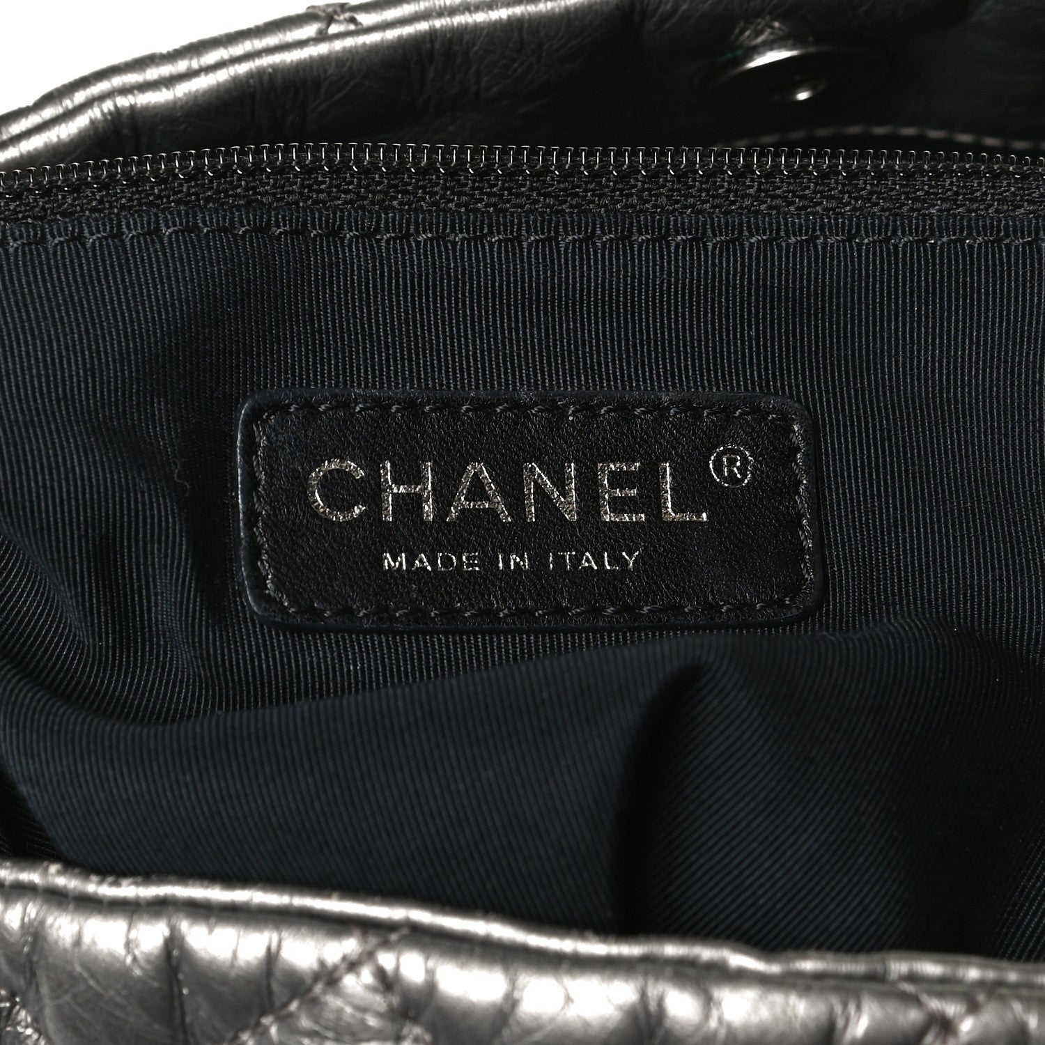 Chanel Metallic Calfskin Quilted Medium Chain Me Hobo Dark Silver 6 of 15