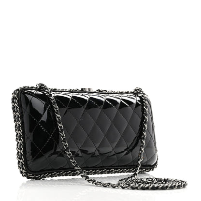 Chanel Patent Quilted Chain Around Clutch Black 2 of 11
