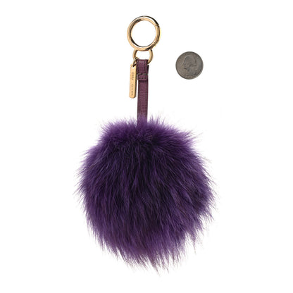 Fendi Fox Fur Vitello Elite Pom Pom Bag Charm Purple 2 of 4